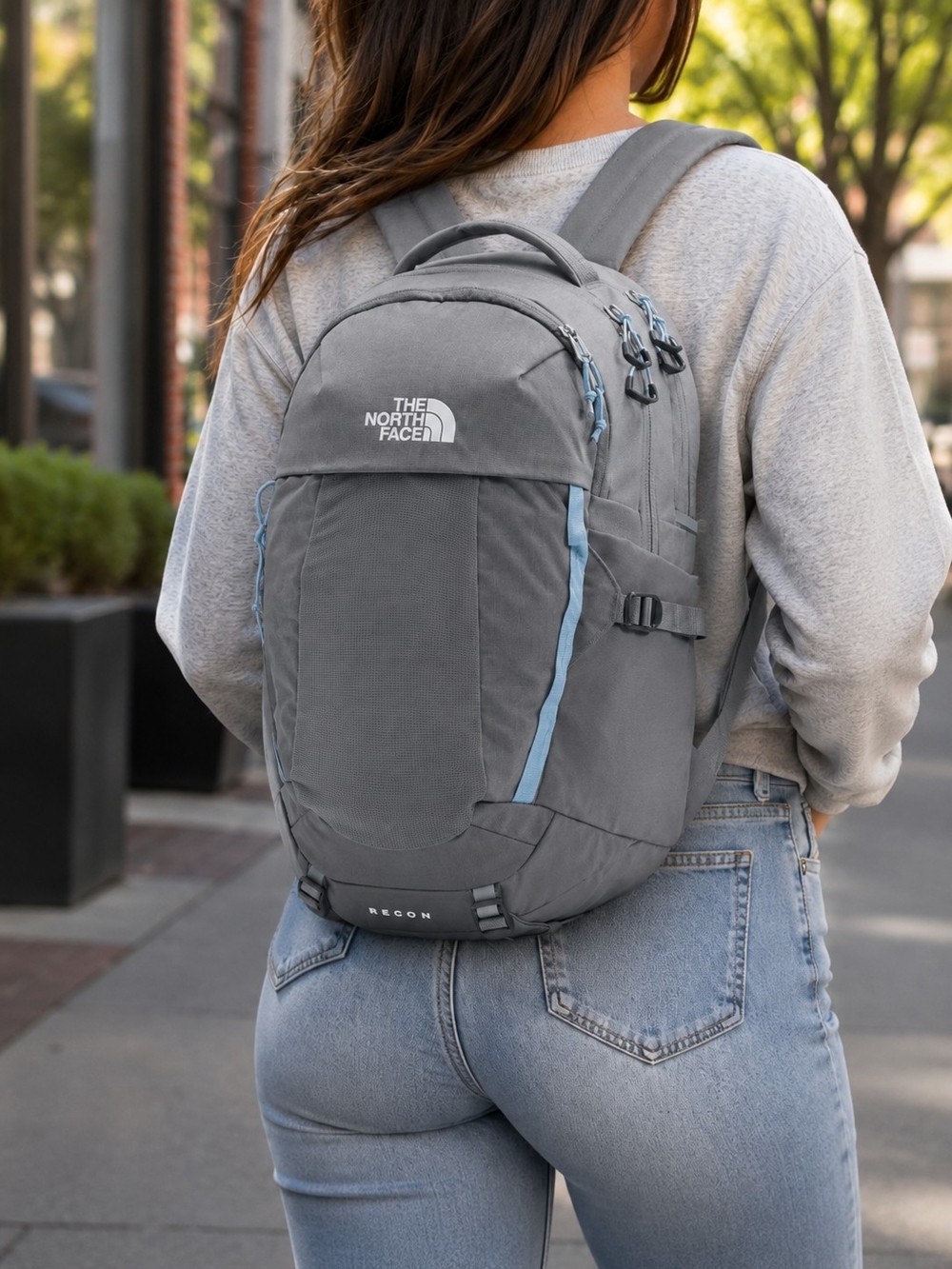 THE NORTH FACE Recon Backpack - Women's Zinc Grey Dark Heather/Powder Blue NWT